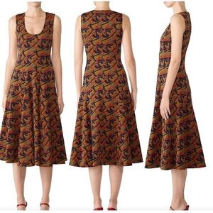 90 DEREK LAM 10 CROSBY $1290 Camel Jaquard Wool Blend Dress Size 0